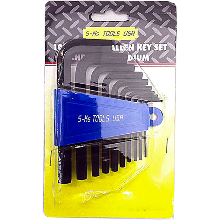 S-Ks 10pcs. HW-6310A(S) Short Arm Allen Wrench Set 11/16-3/8 S-Ks 10pcs. HW-6310A(S) Short Arm Allen Wrench Set 11/16-3/8